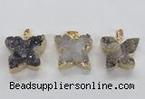 NGP1990 22*25mm - 25*30mm butterfly druzy agate pendants