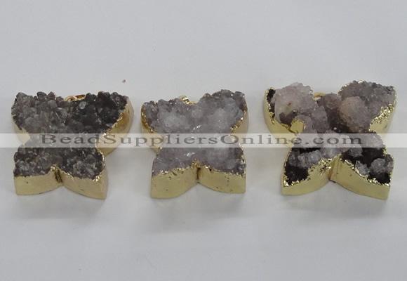 NGP1991 30*35mm - 35*40mm butterfly druzy agate pendants