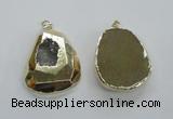 NGP1997 35*45mm - 40*50mm freeform plated druzy agate pendants