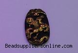 NGP2004 22*35mm carved gold plated matte black obsidian pendants