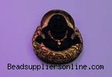 NGP2037 40*45mm carved gold plated matte black obsidian pendants