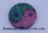 NGP205 6*40mm coin dyed imperial jasper & chrysocolla gemstone pendant