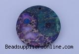 NGP206 6*40mm coin dyed imperial jasper & chrysocolla gemstone pendant