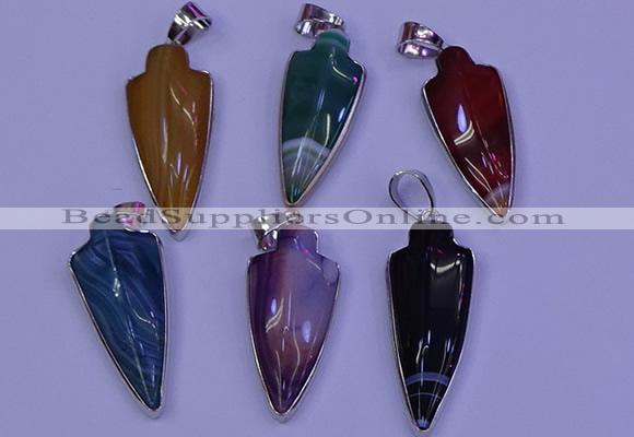 NGP2063 15*40mm - 18*45mm arrowhead striped agate pendants