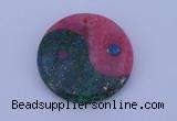 NGP208 6*40mm coin dyed rhodochrosite & chrysocolla gemstone pendant