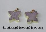 NGP2111 15*20mm - 18*25mm butterfly druzy agate gemstone pendants