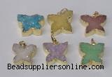 NGP2114 15*20mm - 18*25mm butterfly druzy agate gemstone pendants