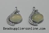 NGP2125 22*35mm agate gemstone pendants with crystal pave alloy settings