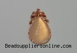 NGP2137 22*40mm agate gemstone pendants with crystal pave alloy settings