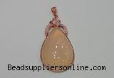 NGP2138 27*50mm agate gemstone pendants with crystal pave alloy settings