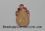 NGP2139 25*45mm agate gemstone pendants with crystal pave alloy settings