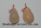 NGP2140 25*50mm agate gemstone pendants with crystal pave alloy settings