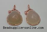 NGP2146 28*50mm agate gemstone pendants with crystal pave alloy settings