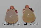 NGP2147 28*48mm agate gemstone pendants with crystal pave alloy settings