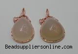 NGP2148 28*50mm agate gemstone pendants with crystal pave alloy settings