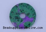 NGP223 5*30mm synthetic ruby zoisite & malachite gemstone donut pendant