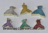 NGP2231 20*25mm - 22*30mm fishtail druzy agate gemstone pendants