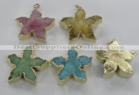 NGP2266 38*40mm - 42*45mm star druzy agate gemstone pendants