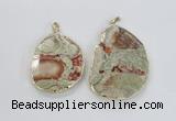 NGP2276 40*45mm - 45*60mm freeform ocean agate gemstone pendants