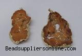 NGP2323 35*45mm - 45*55mm freeform plated druzy agate pendants