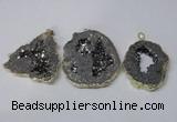 NGP2324 35*45mm - 45*55mm freeform plated druzy agate pendants