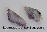 NGP2358 30*50mm - 30*65mm freeform druzy amethyst pendants