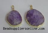 NGP2369 25*35mm - 35*45mm freefrom lavender amethyst pendants