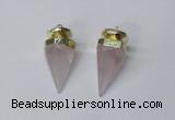 NGP2405 18*35mm - 20*40mm cone rose quartz pendants wholesale