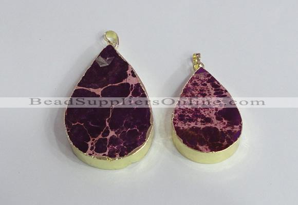 NGP2455 20*30mm - 30*35mm flat teardrop sea sediment jasper pendants