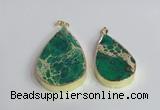 NGP2458 20*30mm - 30*35mm flat teardrop sea sediment jasper pendants