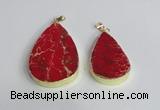 NGP2463 30*40mm - 40*50mm flat teardrop sea sediment jasper pendants