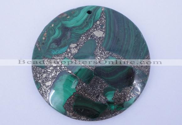 NGP250 7*45mm fashion malachite & pyrite gemstone pendants