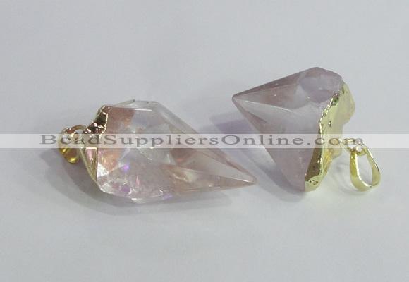 NGP2502 18*20mm - 15*25mm faceted nuggets white crystal pendants