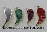 NGP2530 18*40mm - 22*55mm wing-shaped sea sediment jasper pendants