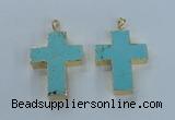 NGP2532 30*40mm - 40*50mm cross turquoise pendants wholesale