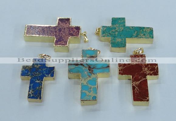 NGP2538 30*40mm - 40*50mm cross sea sediment jasper pendants