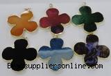 NGP2546 53*53mm - 56*56mm flower agate gemstone pendants