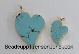 NGP2595 25*35mm - 35*45mm heart turquoise pendants wholesale