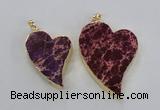 NGP2597 25*35mm - 35*45mm heart sea sediment jasper pendants