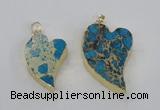 NGP2599 25*35mm - 35*45mm heart sea sediment jasper pendants