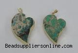 NGP2600 25*35mm - 35*45mm heart sea sediment jasper pendants