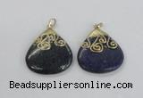 NGP2624 40*45mm flat teardrop lapis lazuli gemstone pendants wholesale