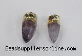 NGP2628 12*30mm - 15*40mm cone amethyst gemstone pendants