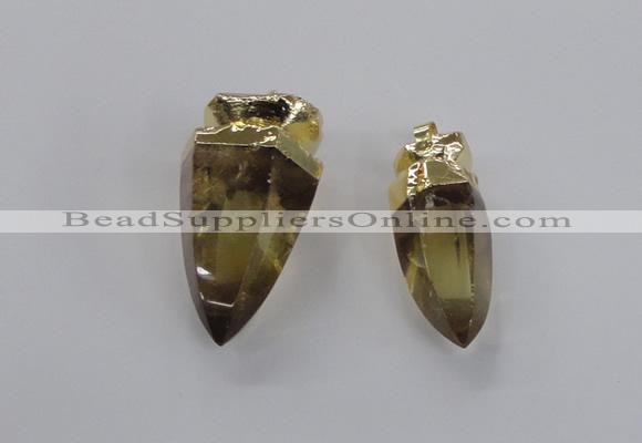 NGP2630 15*35mm - 18*40mm cone lemon quartz gemstone pendants