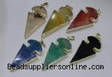 NGP2652 25*48mm - 28*54mm arrowhead agate pendants wholesale