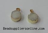 NGP2665 14mm - 15mm coin druzy quartz gemstone pendants