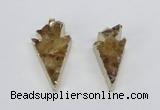 NGP2683 18*35mm - 25*45mm arrowhead druzy citrine pendants