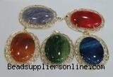 NGP2760 50*60mm oval agate gemstone pendants wholesale