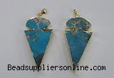 NGP2821 25*50mm - 27*55mm arrowhead sea sediment jasper pendants