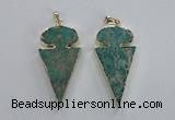 NGP2822 25*50mm - 27*55mm arrowhead sea sediment jasper pendants